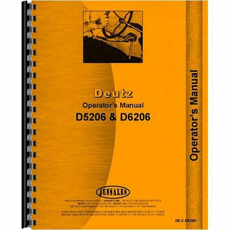 AFTERMARKET Operators Manual For Deutz Fits Allis Diesel D5206 Tractor RAP70431